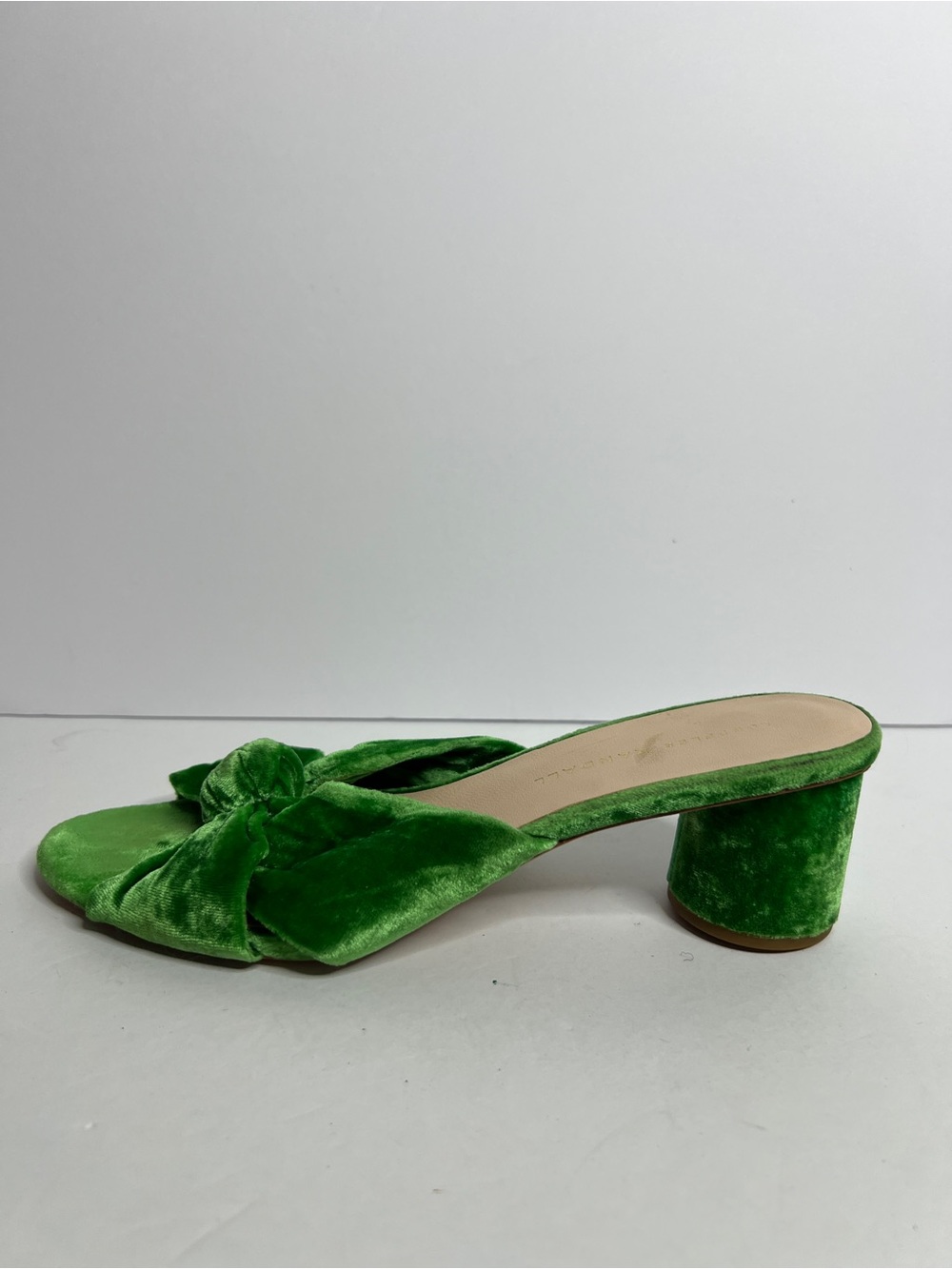 Loeffler Randall Emerald Green Velvet Celeste Knot Slide Mule Sandals Size 7